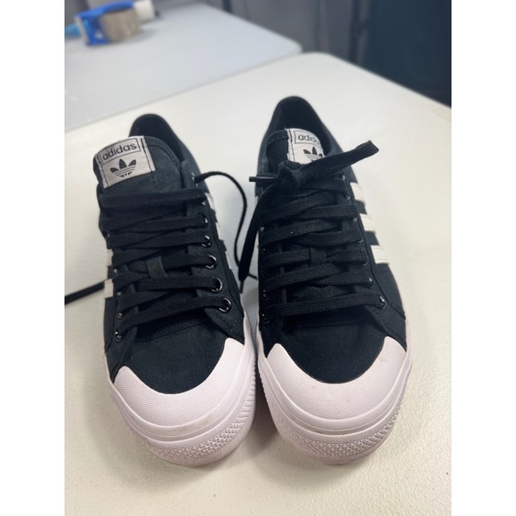 Adidas Nizza Platform Shoes Black White Canvas Sneakers Women's US 10 Trending - Picture 10 of 10